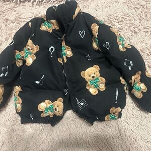 Black Teddy Bear Print Jacket